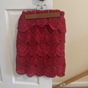 Red lace skirt from Staring At Stars